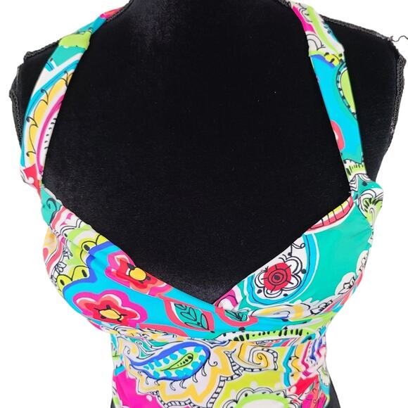 Anne Cole Tankini Top Womens Colorful Beachy Vacay Halter Swimwear Multicolor - Picture 5 of 11